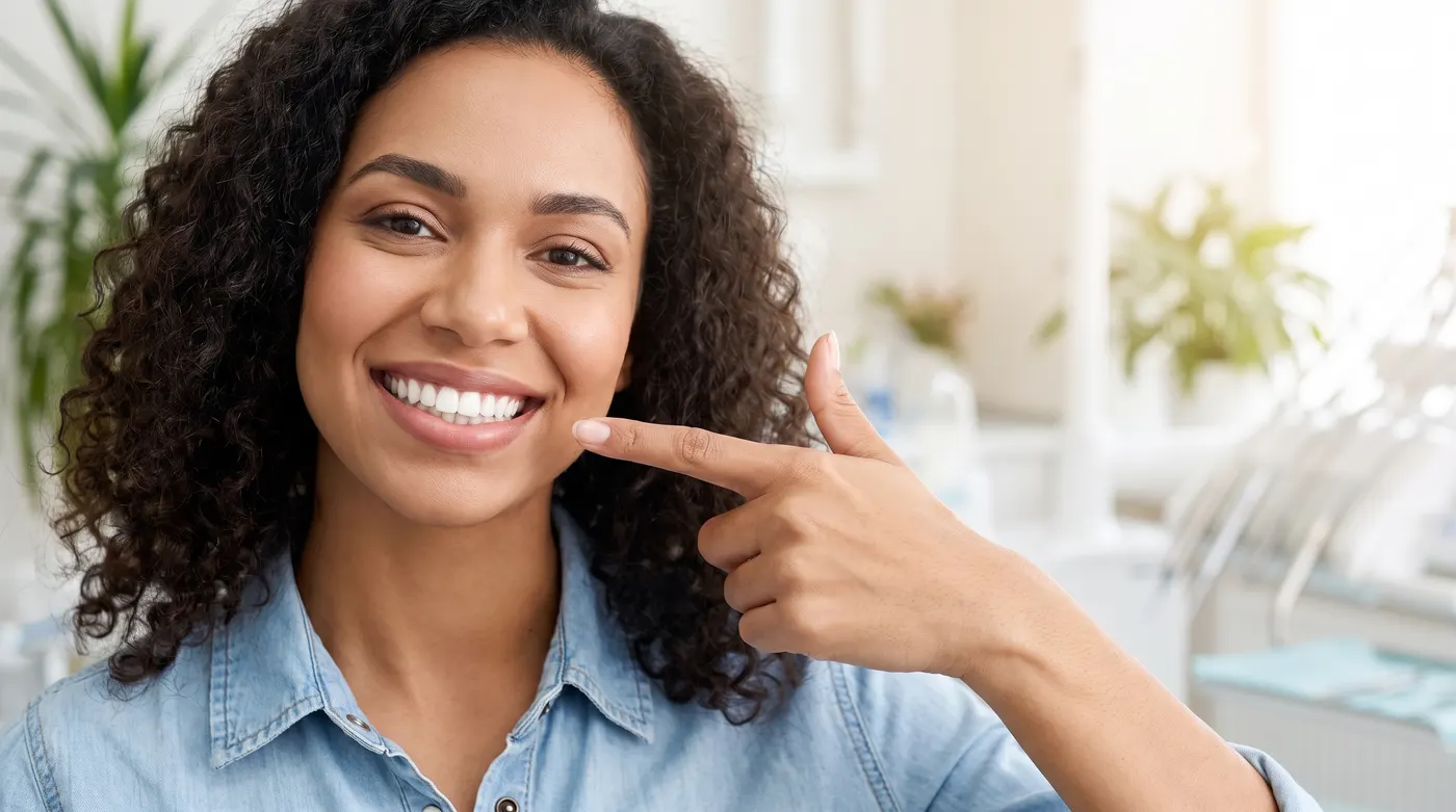 Woman smiling after professional teeth whitening in Landenberg, PA